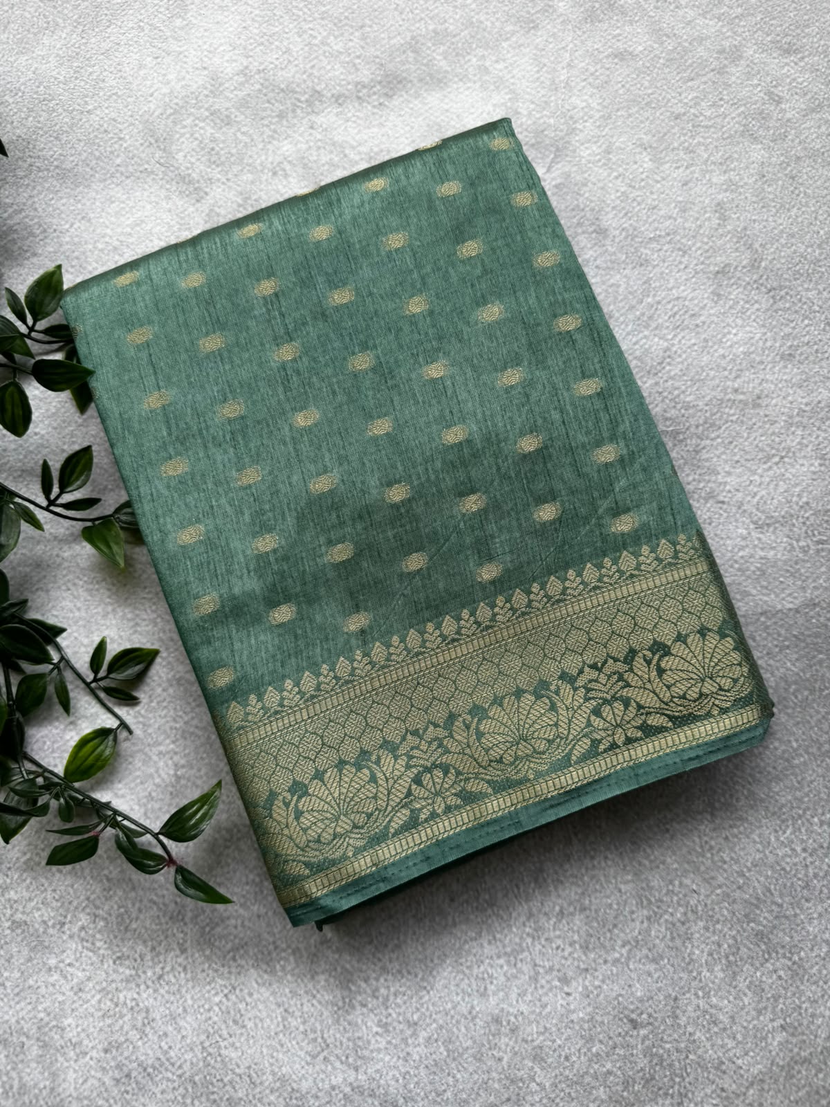 Pastel green crepe silk saree