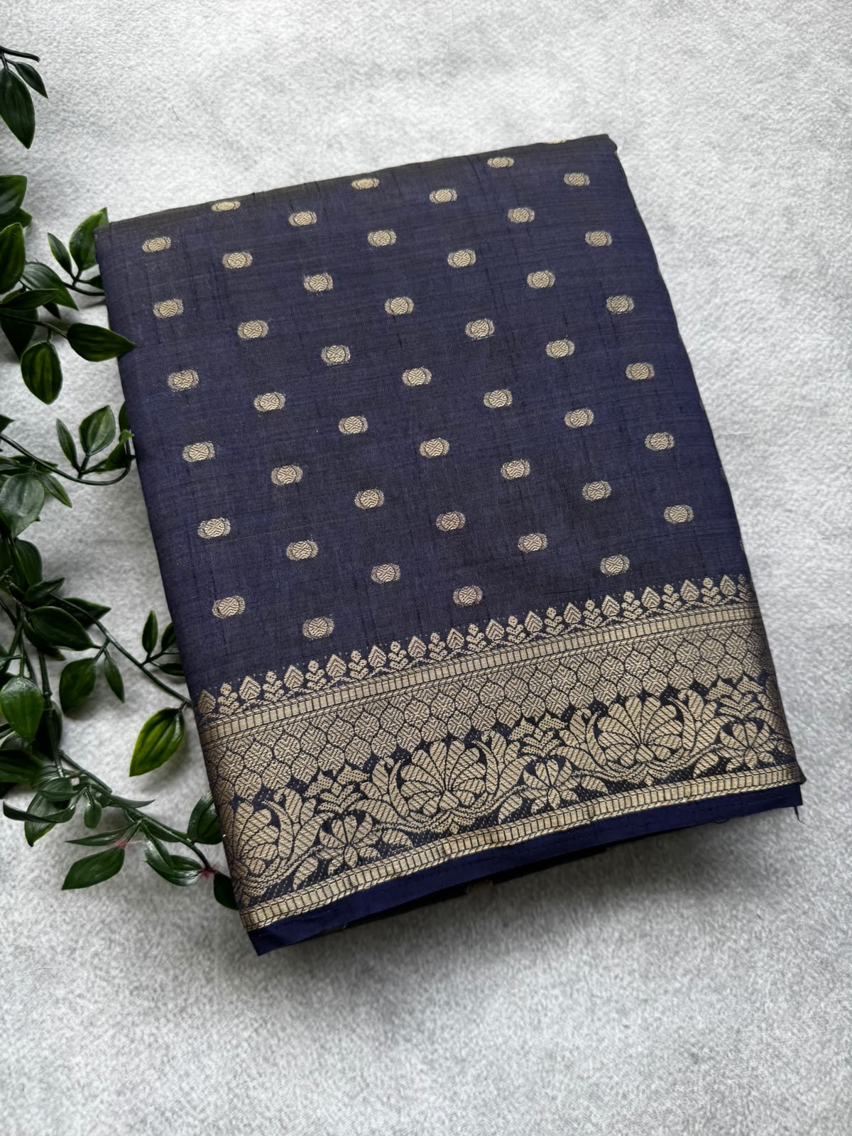Navy blue crepe silk saree