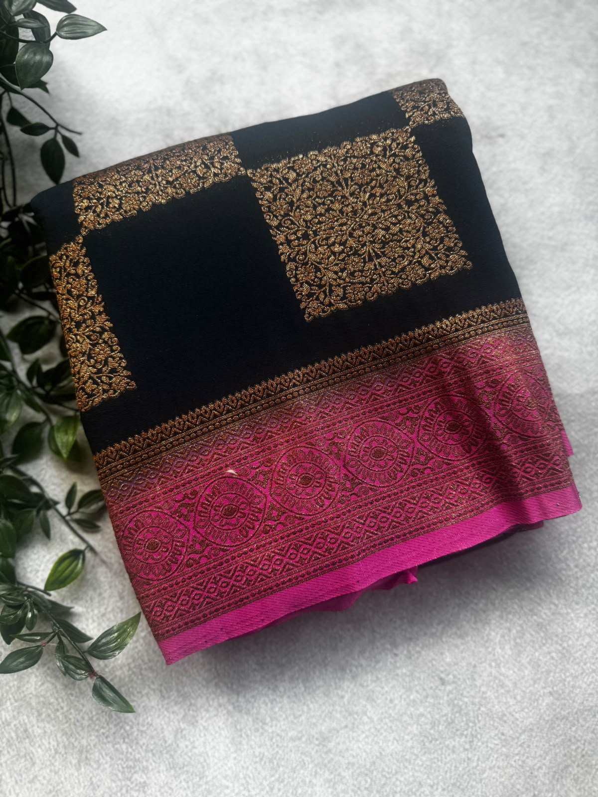 Peacock blue checks banarasi crepe saree