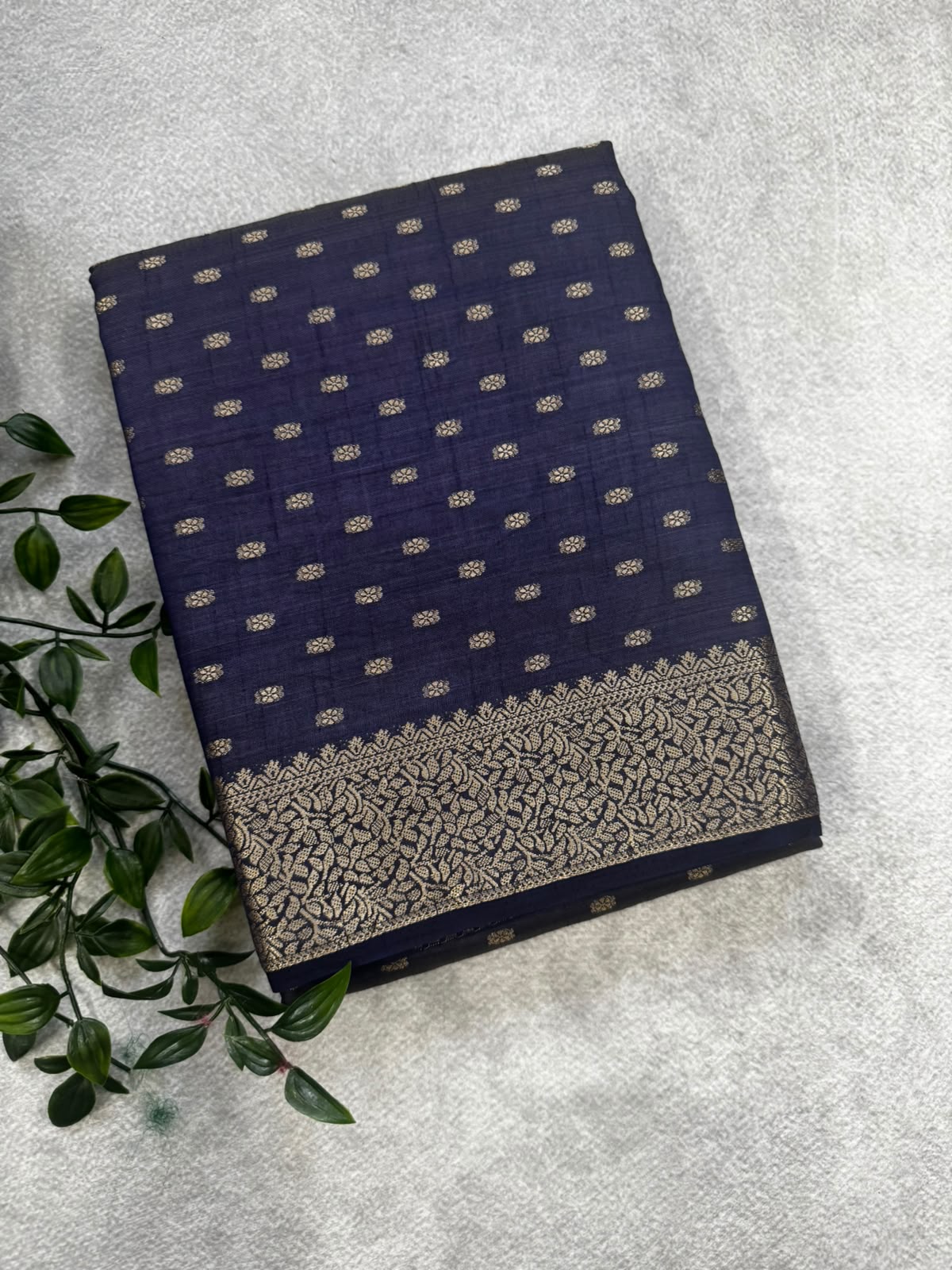 Navy blue crepe silk saree