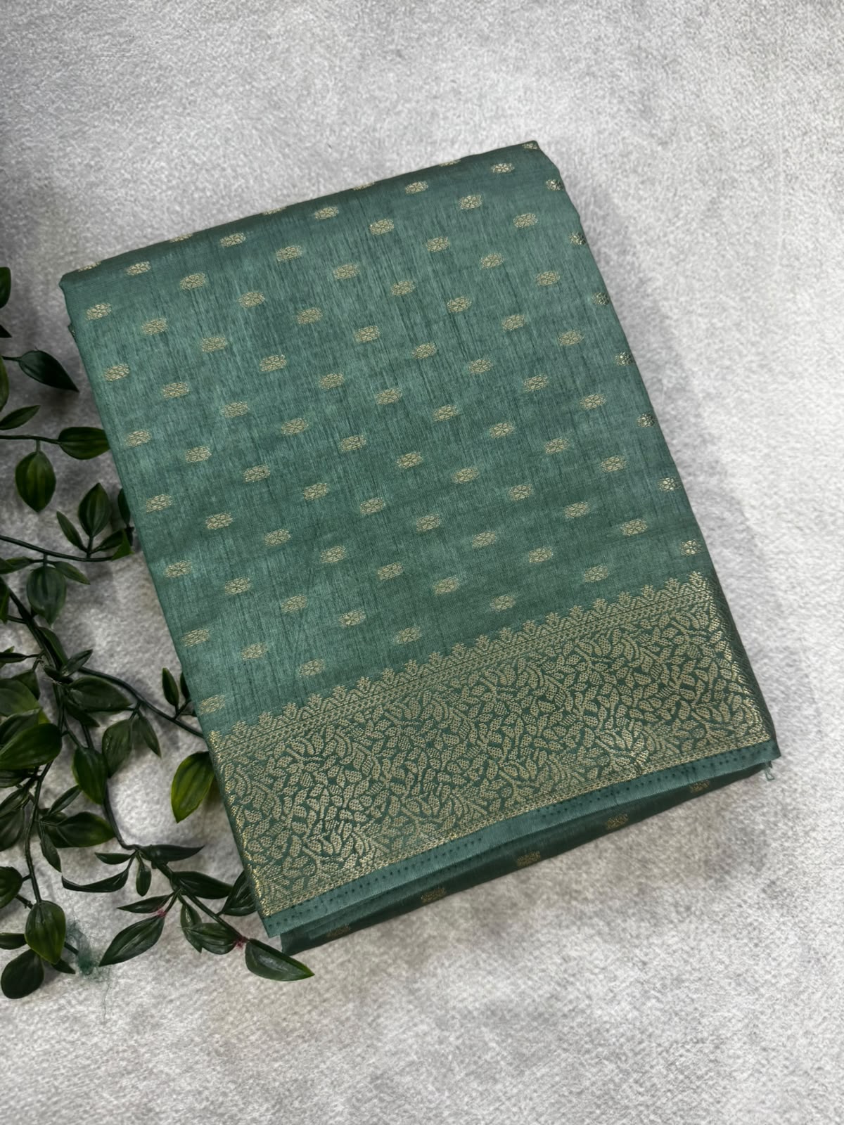 Pastel green crepe silk saree