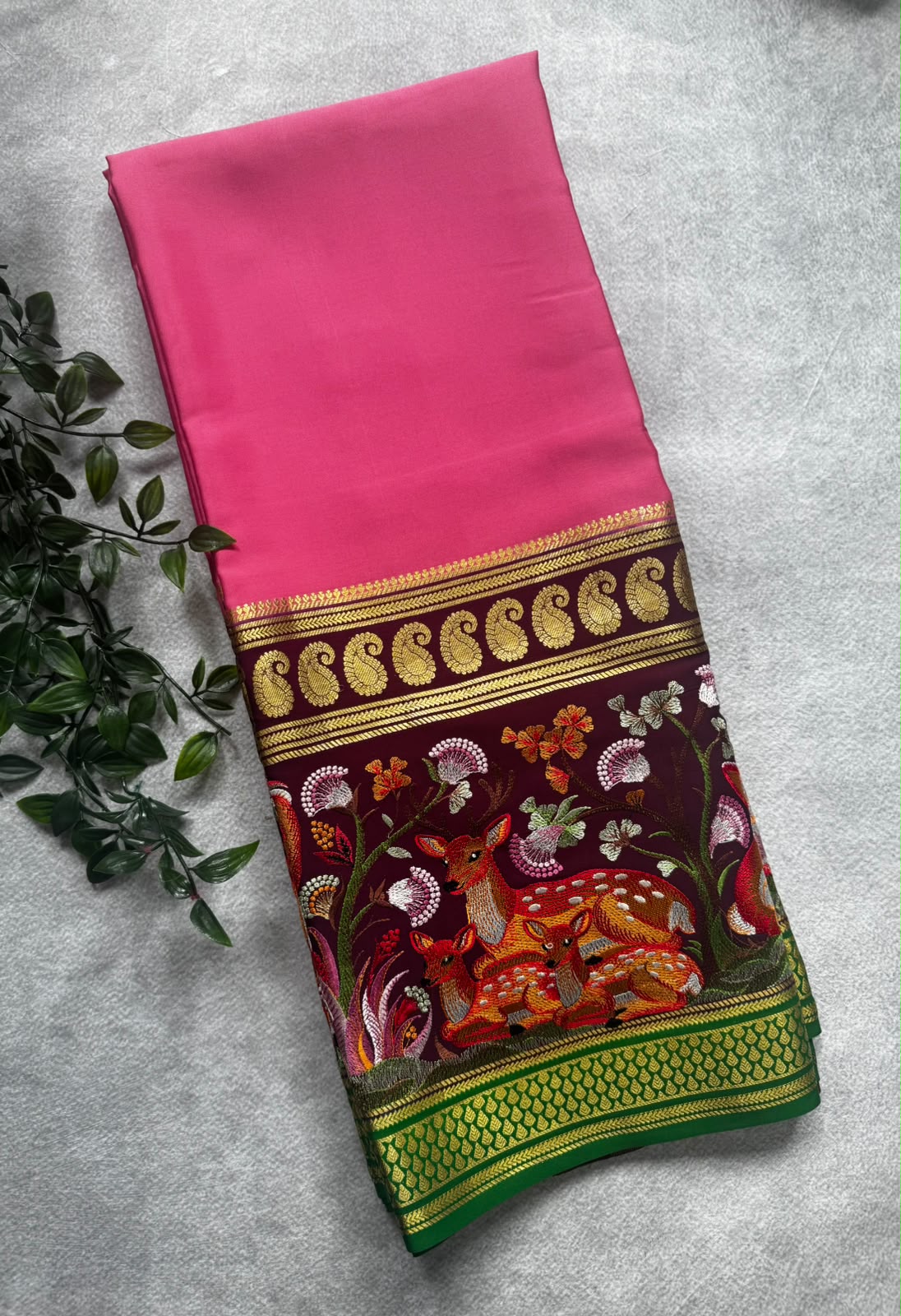 3D embroidery pure mysore silk 107 saree