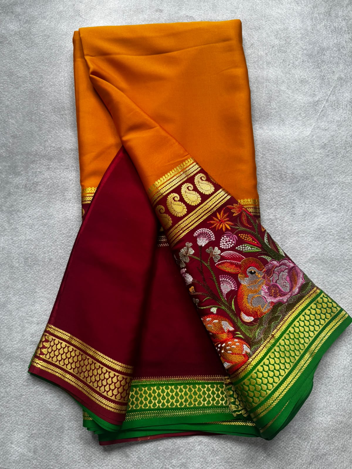 3D embroidery pure mysore silk 107 saree