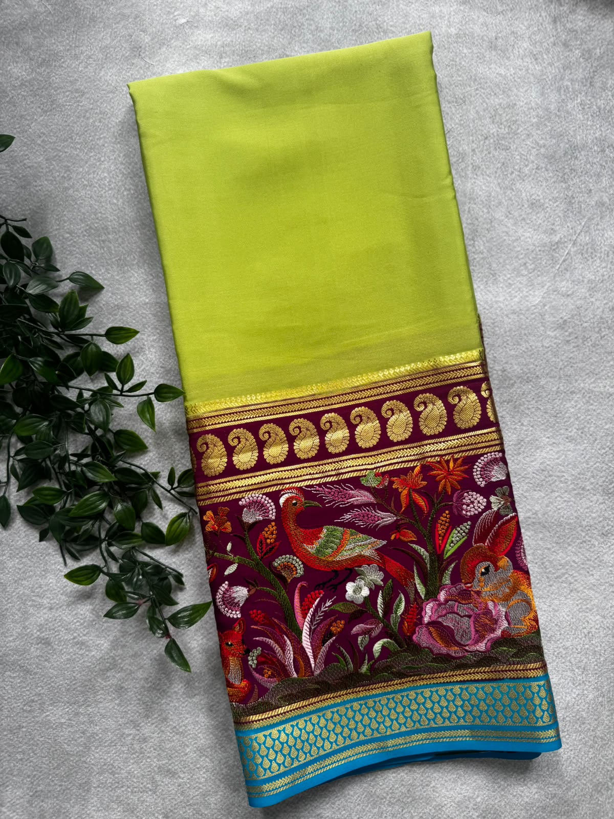 3D embroidery pure mysore silk 107 saree