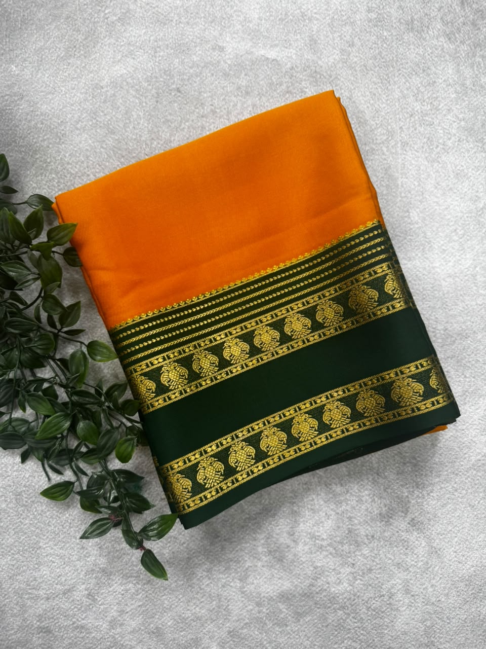 Mustard gandaberunda border pure mysore silk saree GB107