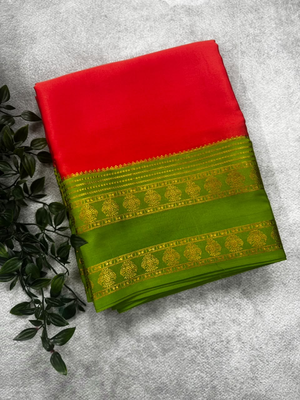 Peach gandaberunda border pure mysore silk saree GB107