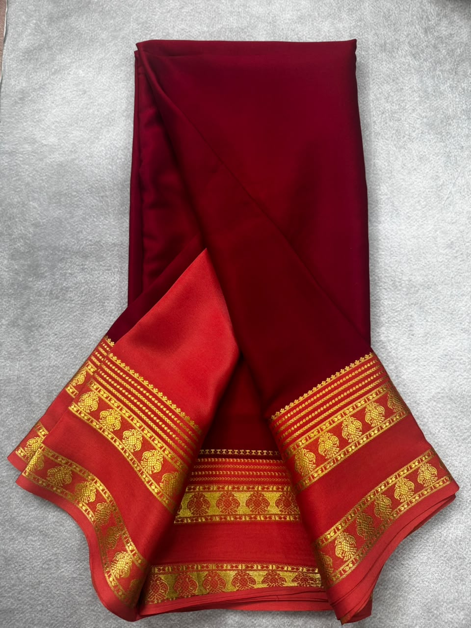 Maroon gandaberunda border pure mysore silk saree GB107