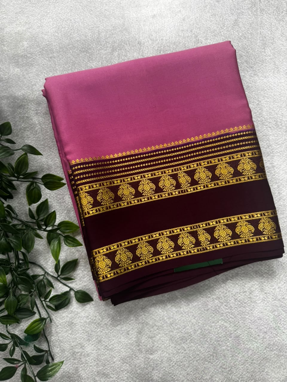 Mauve gandaberunda border pure mysore silk saree GB107