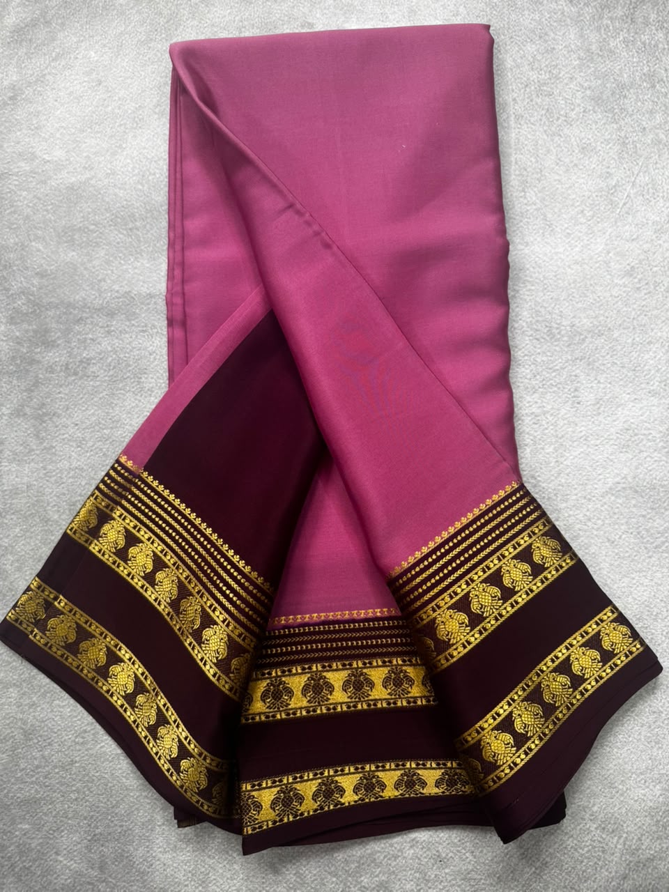 Mauve gandaberunda border pure mysore silk saree GB107