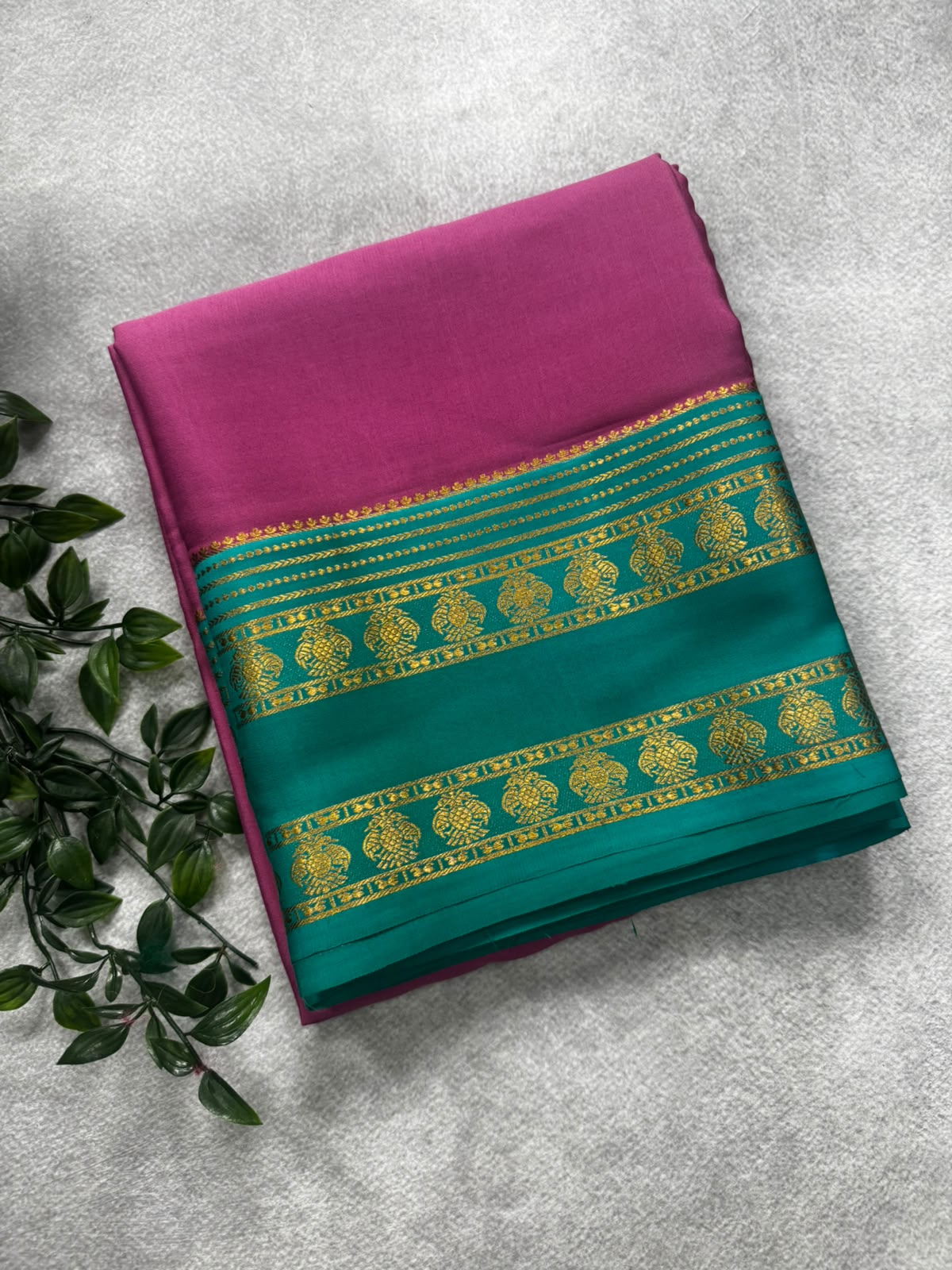 Mauve gandaberunda border pure mysore silk saree GB107