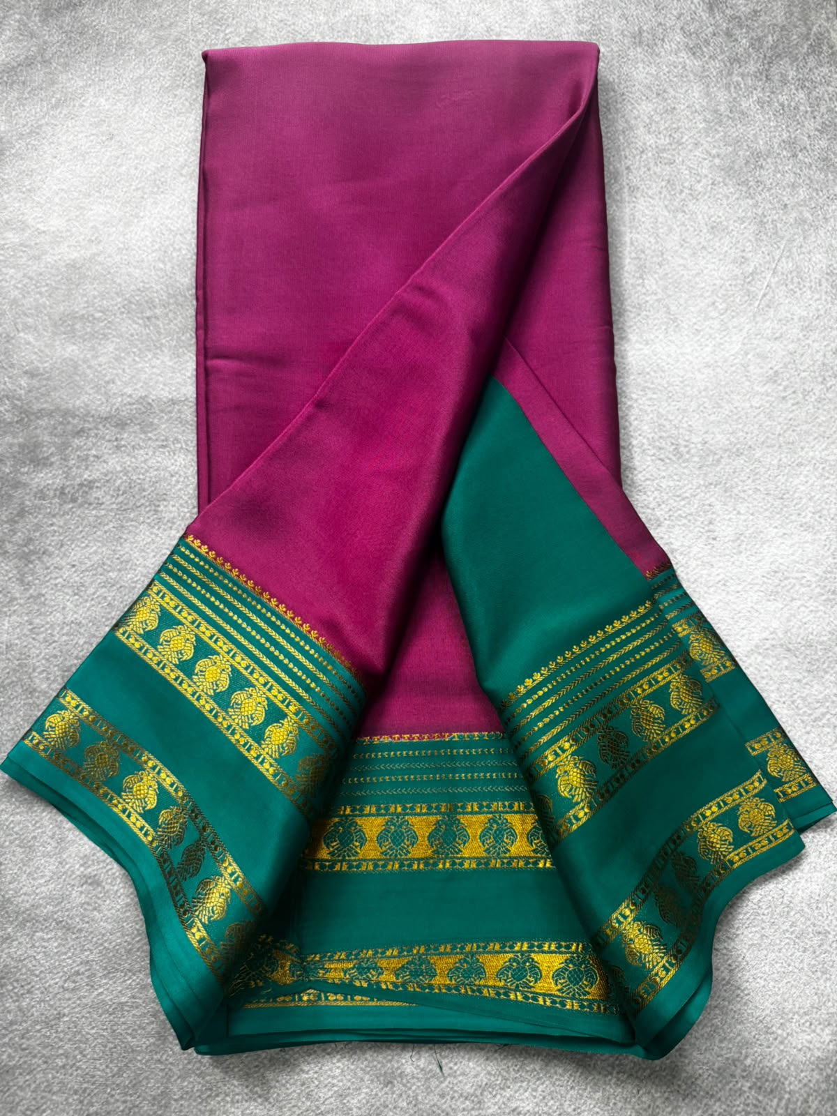 Mauve gandaberunda border pure mysore silk saree GB107