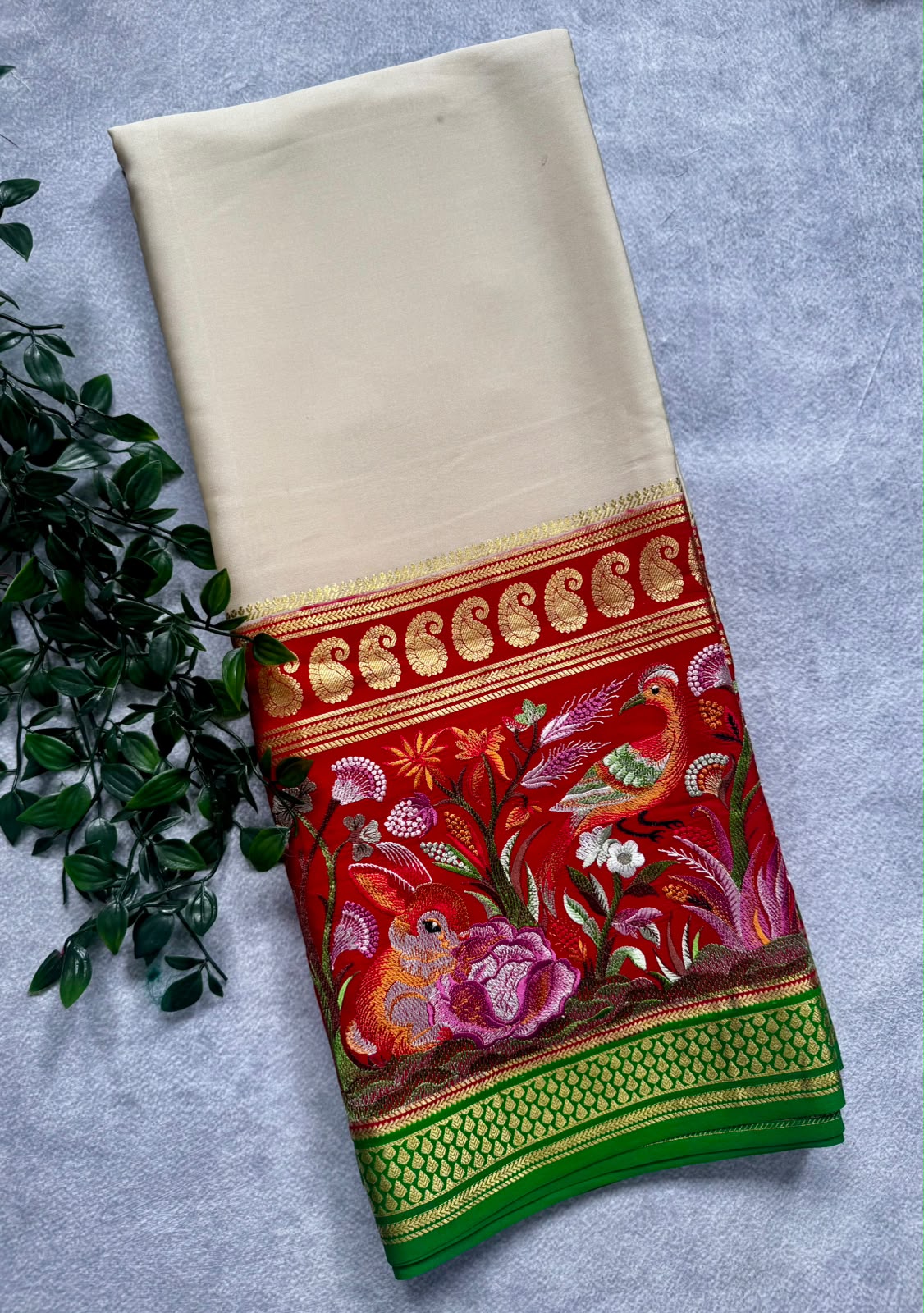 3D embroidery pure mysore silk 107 saree