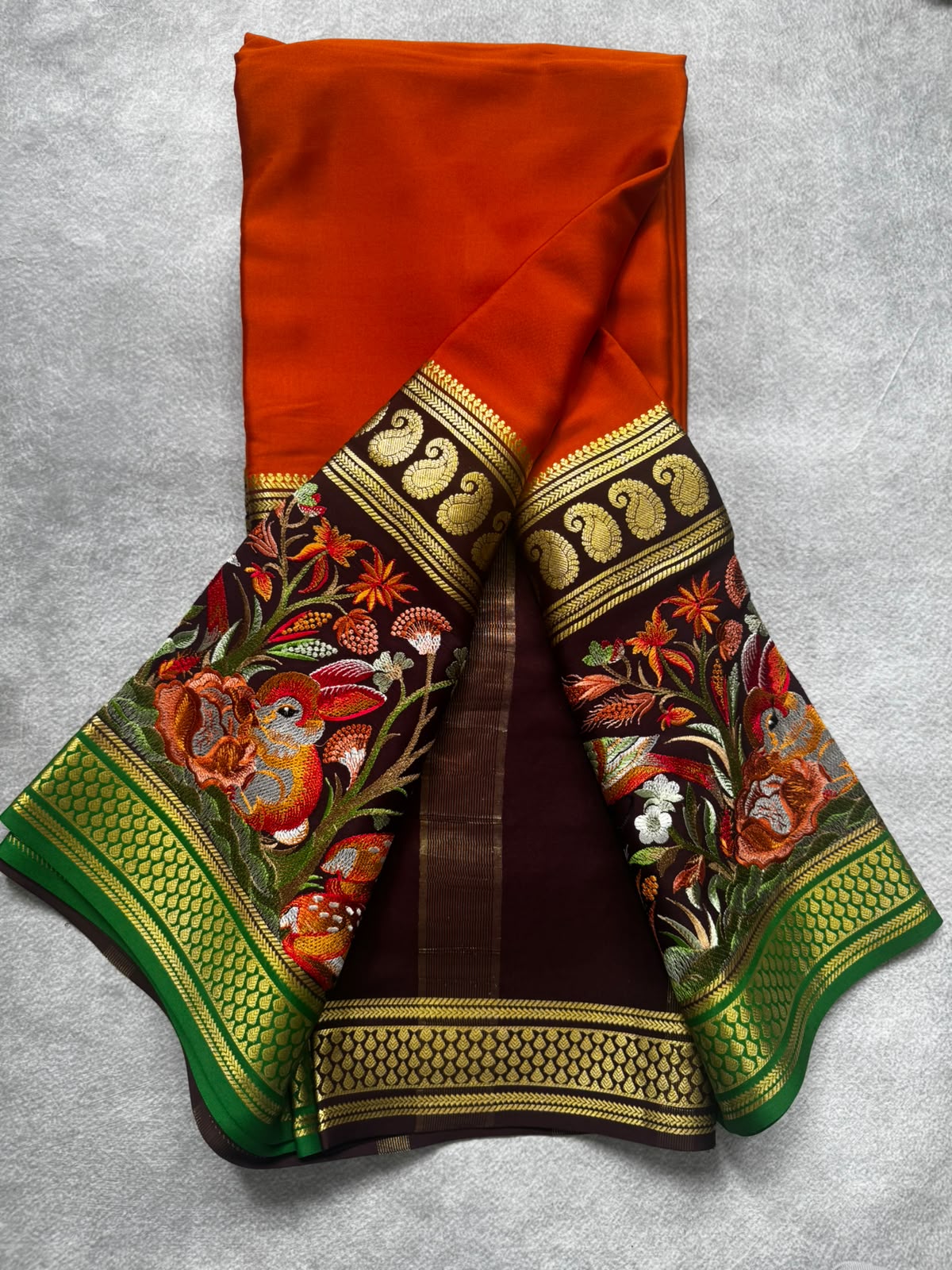 3D embroidery pure mysore silk 107 saree