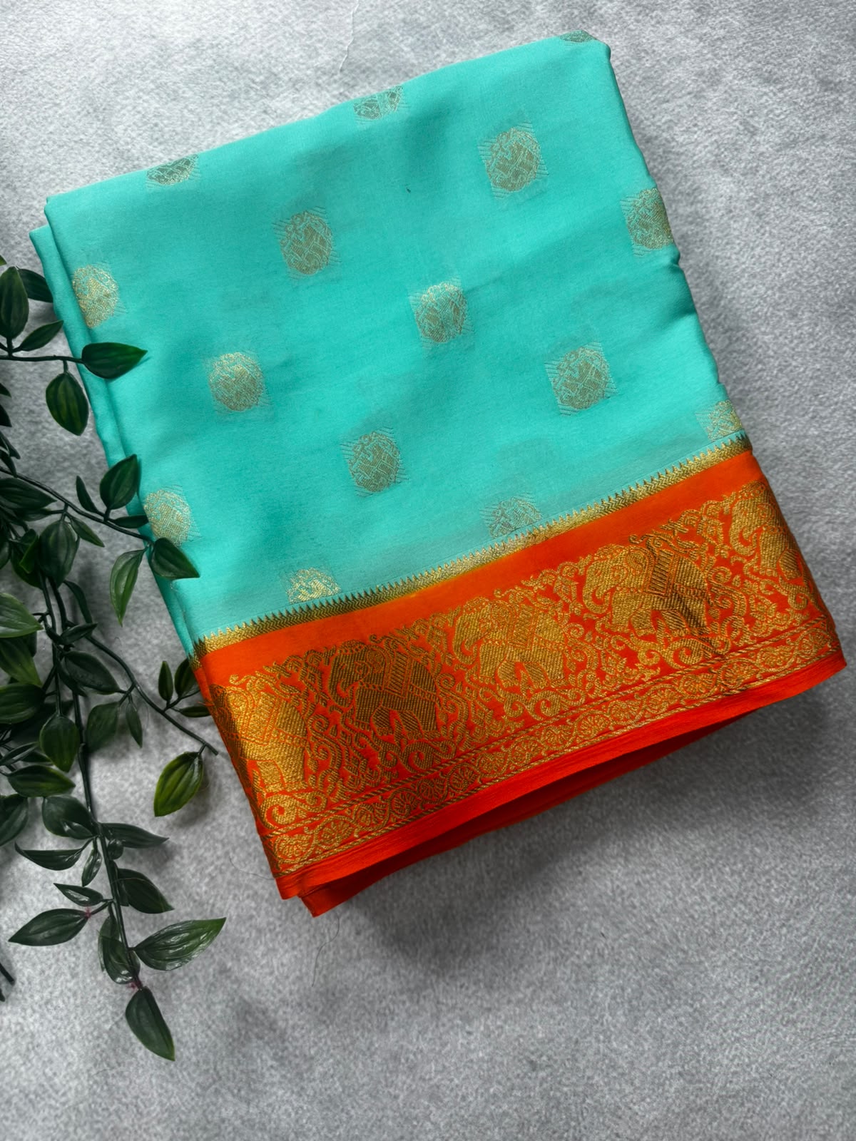 Distemper small butta pure mysore crepe silk saree MS107