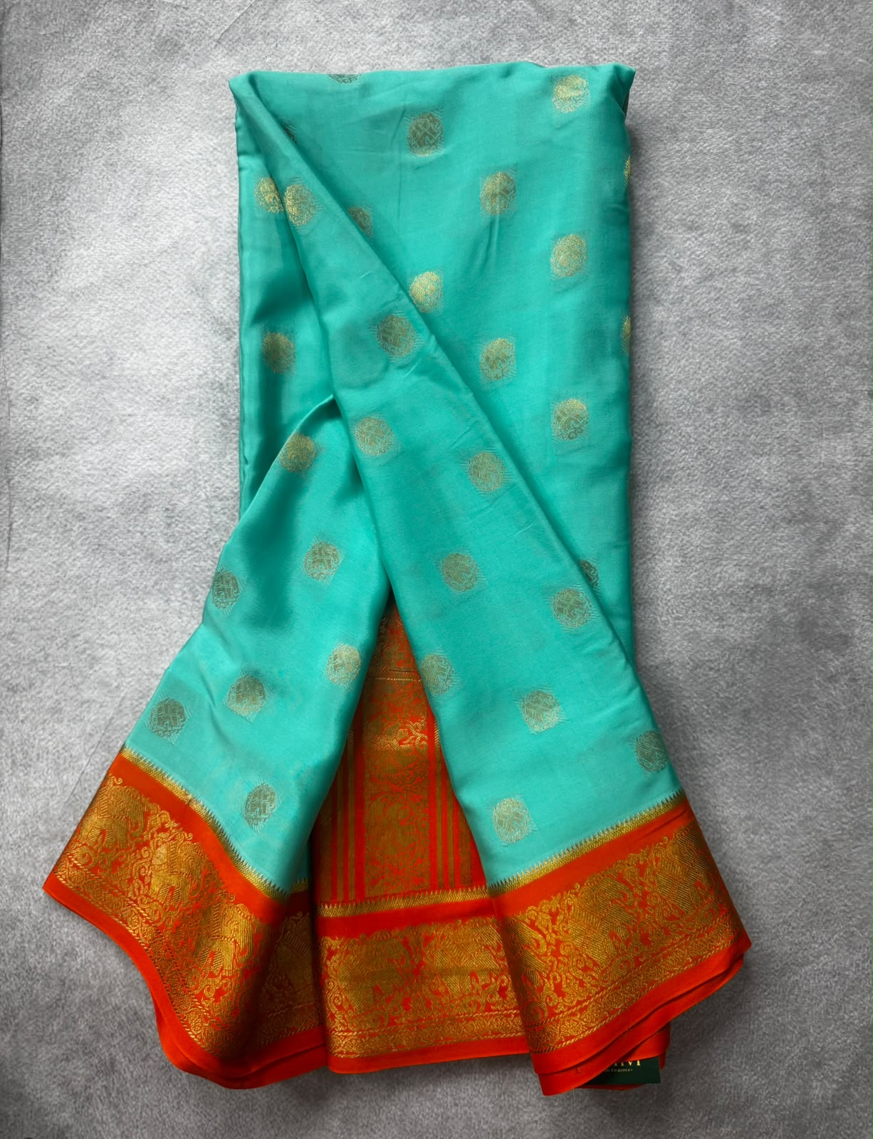 Distemper small butta pure mysore crepe silk saree MS107
