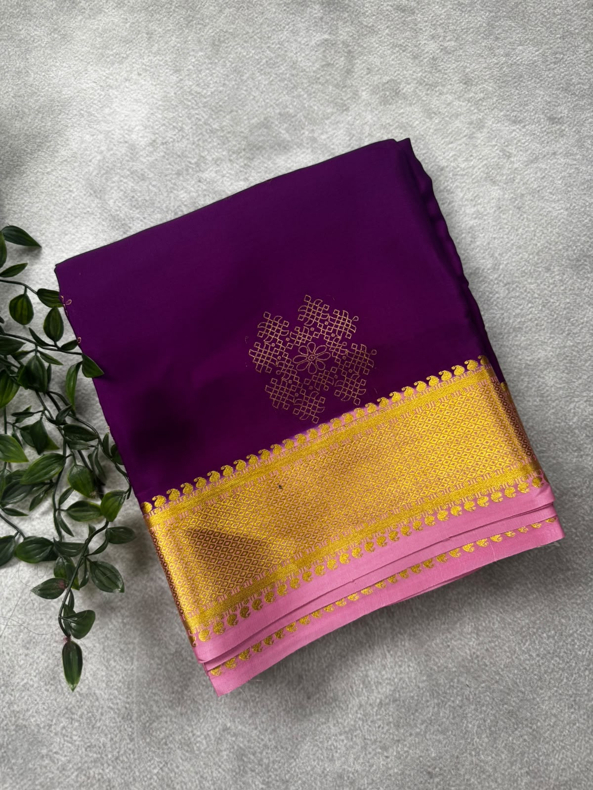 Purple pure mysore crepe silk saree MS107