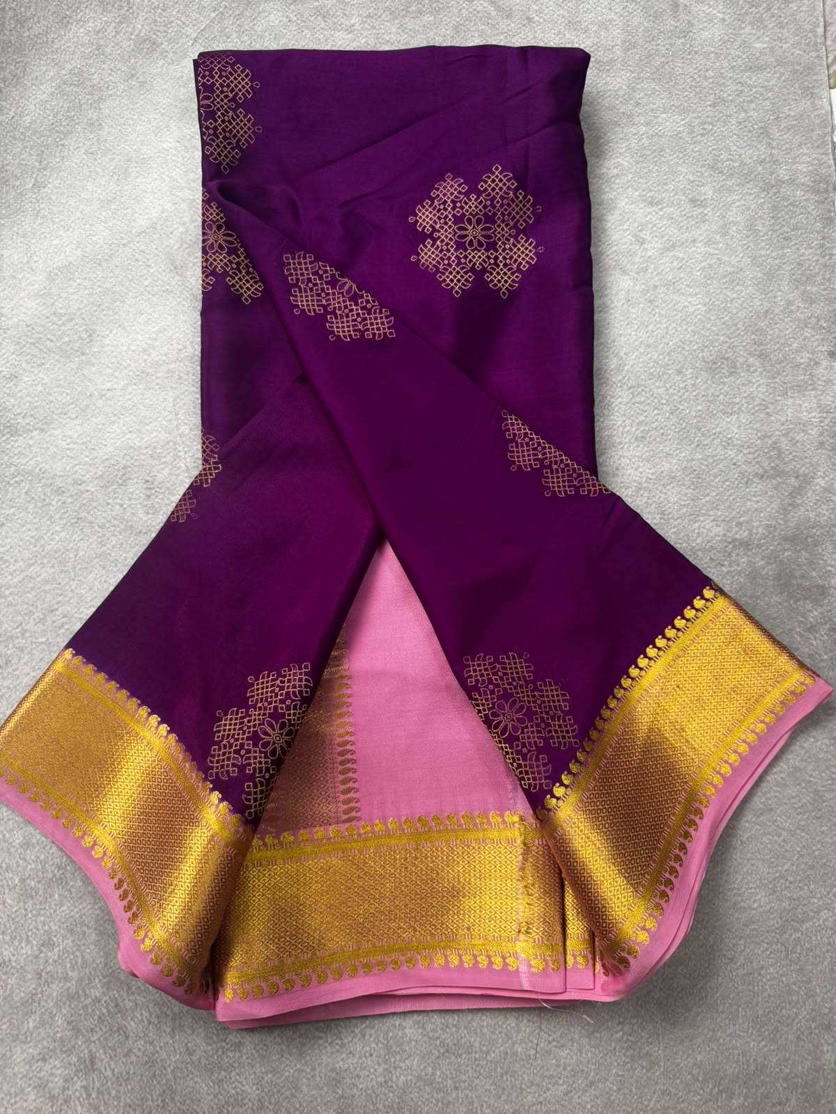 Purple pure mysore crepe silk saree MS107
