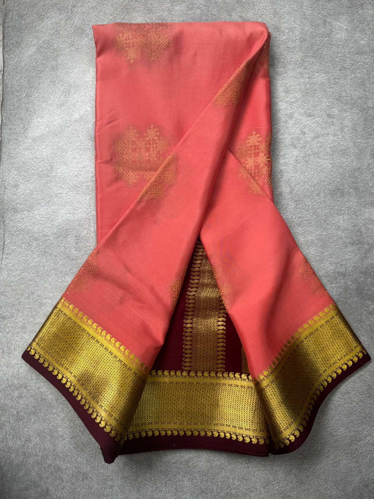 Peach pure mysore crepe silk saree MS107