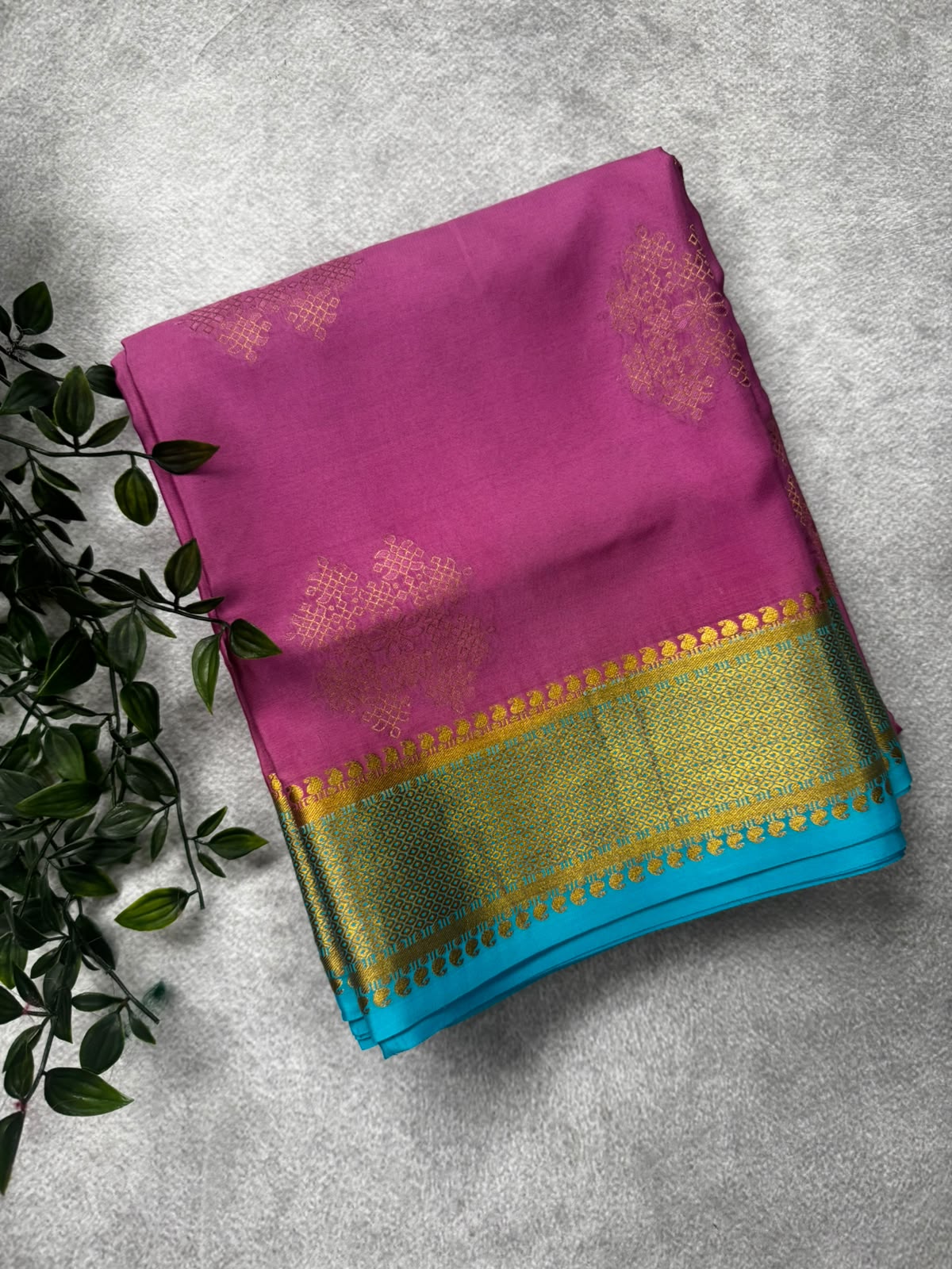 Onion pink pure mysore crepe silk saree MS107