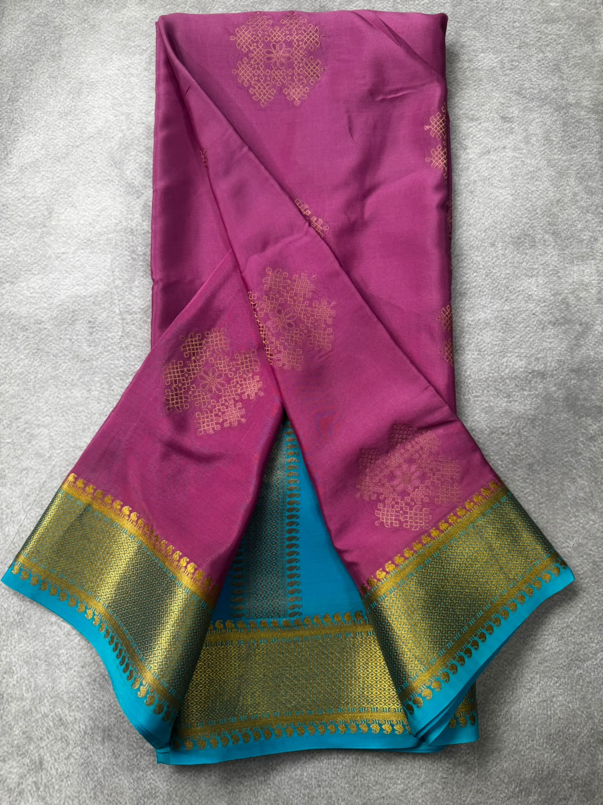 Onion pink pure mysore crepe silk saree MS107