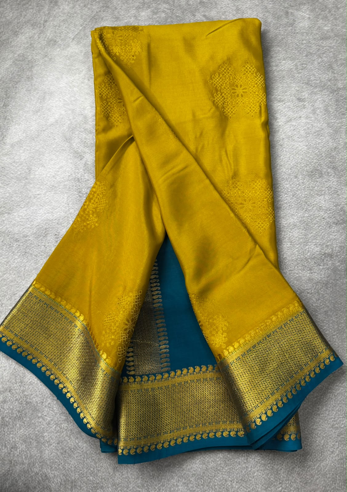 Mustard pure mysore crepe silk saree MS107