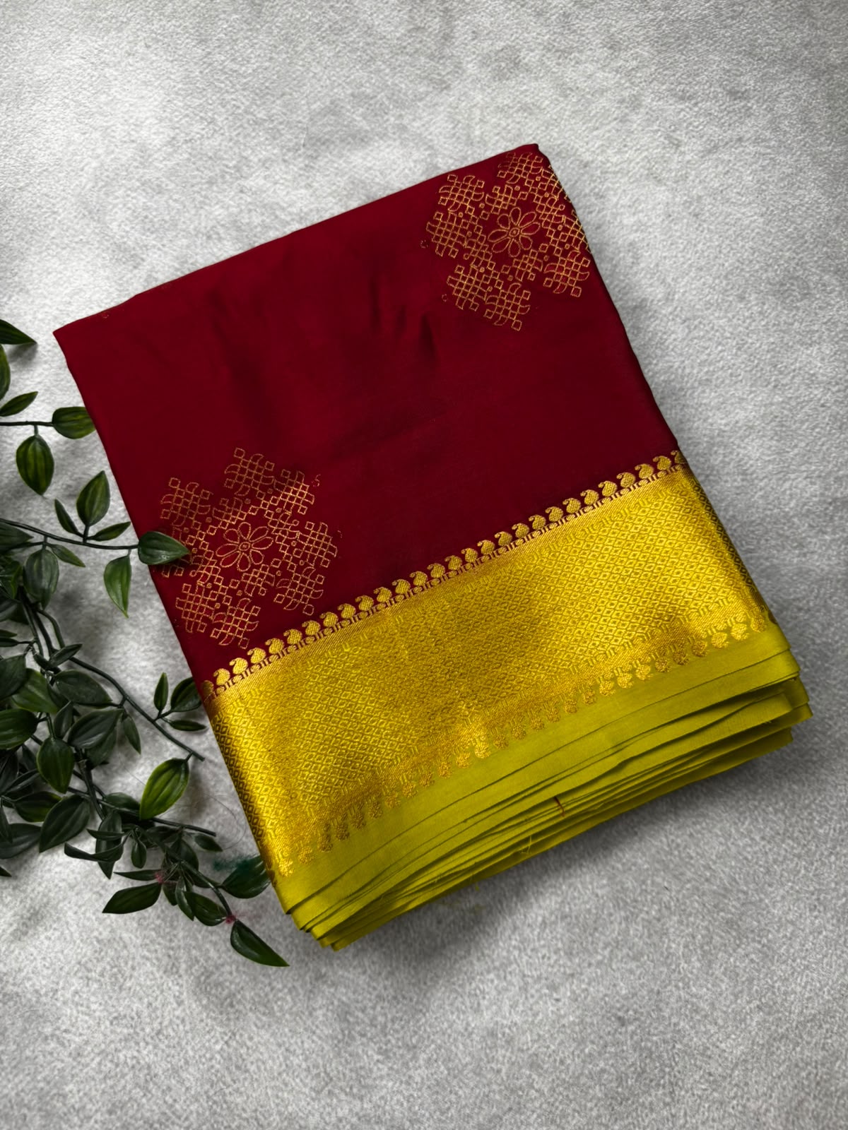 Maroon pure mysore crepe silk saree MS107