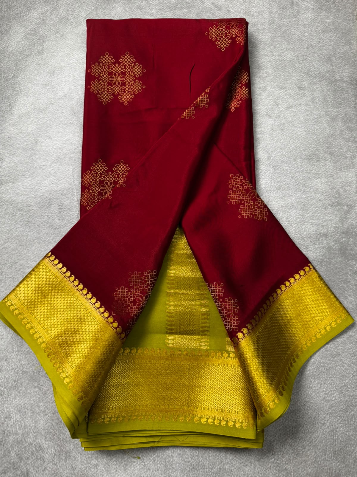 Maroon pure mysore crepe silk saree MS107