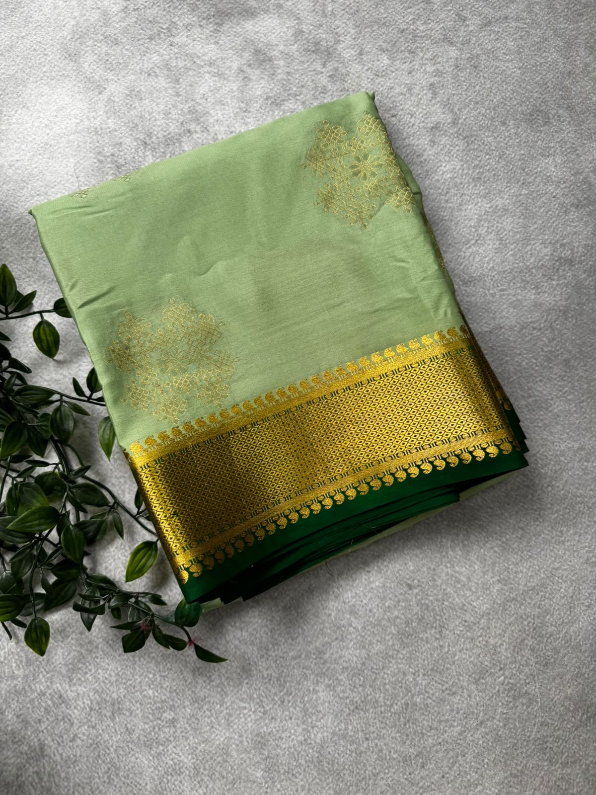 Pastel green pure mysore crepe silk saree MS107