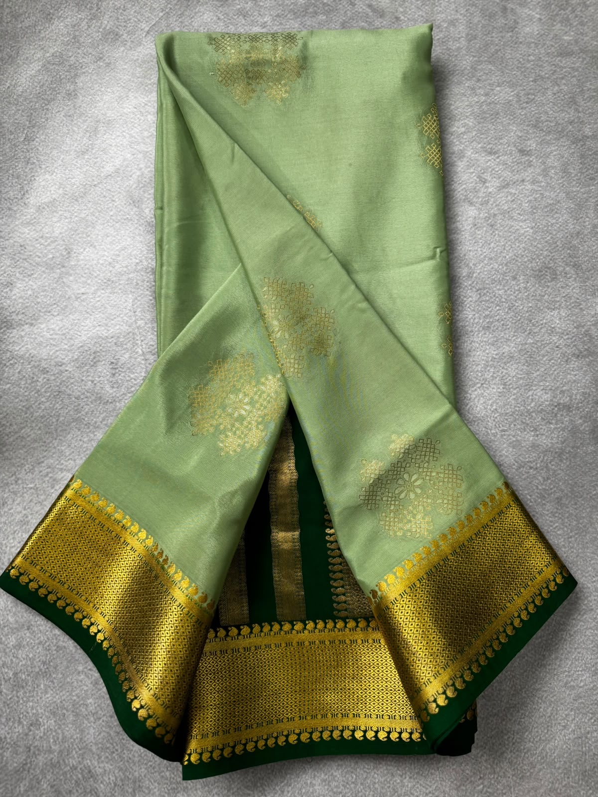 Pastel green pure mysore crepe silk saree MS107
