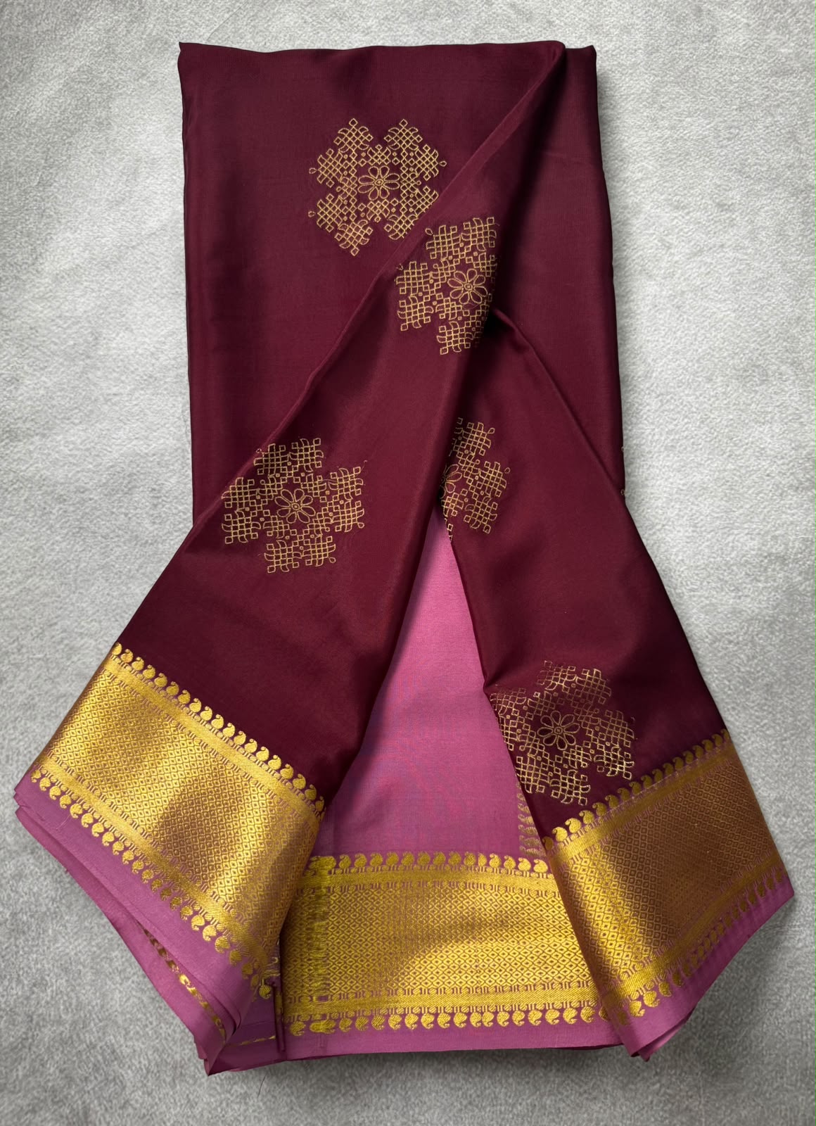 Wine pure mysore crepe silk saree MS107