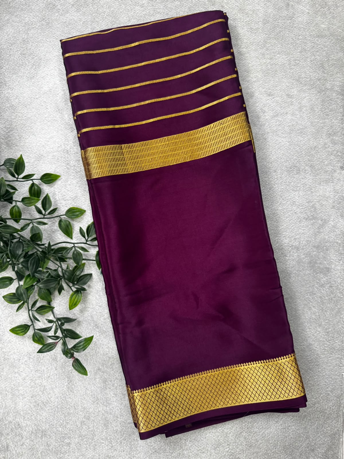 Wine pure mysore crepe silk saree MS107