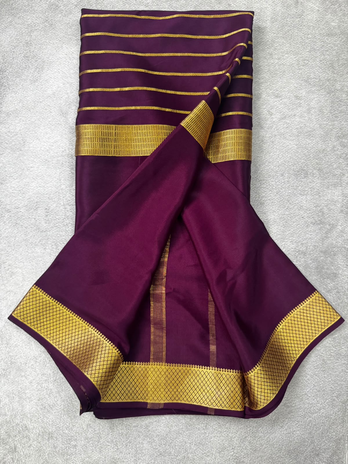 Wine pure mysore crepe silk saree MS107