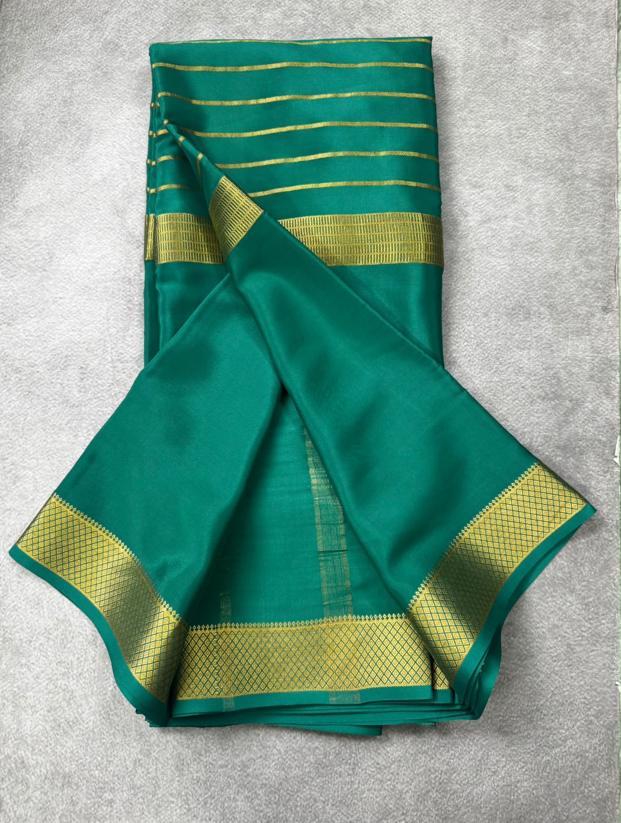 Green pure mysore crepe silk saree MS107