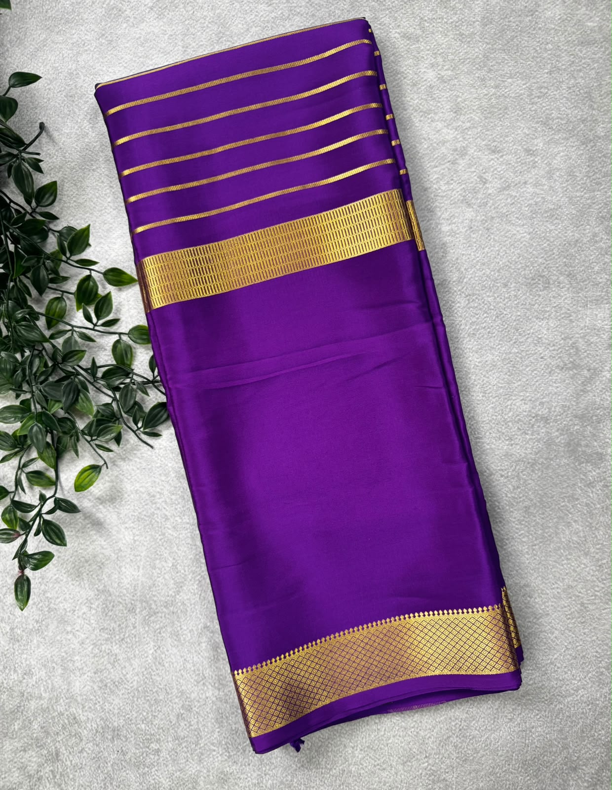 Purple pure mysore crepe silk saree MS107