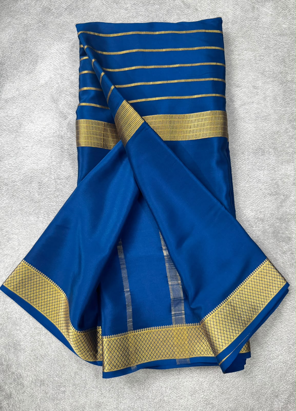 Peacock blue pure mysore crepe silk saree MS107