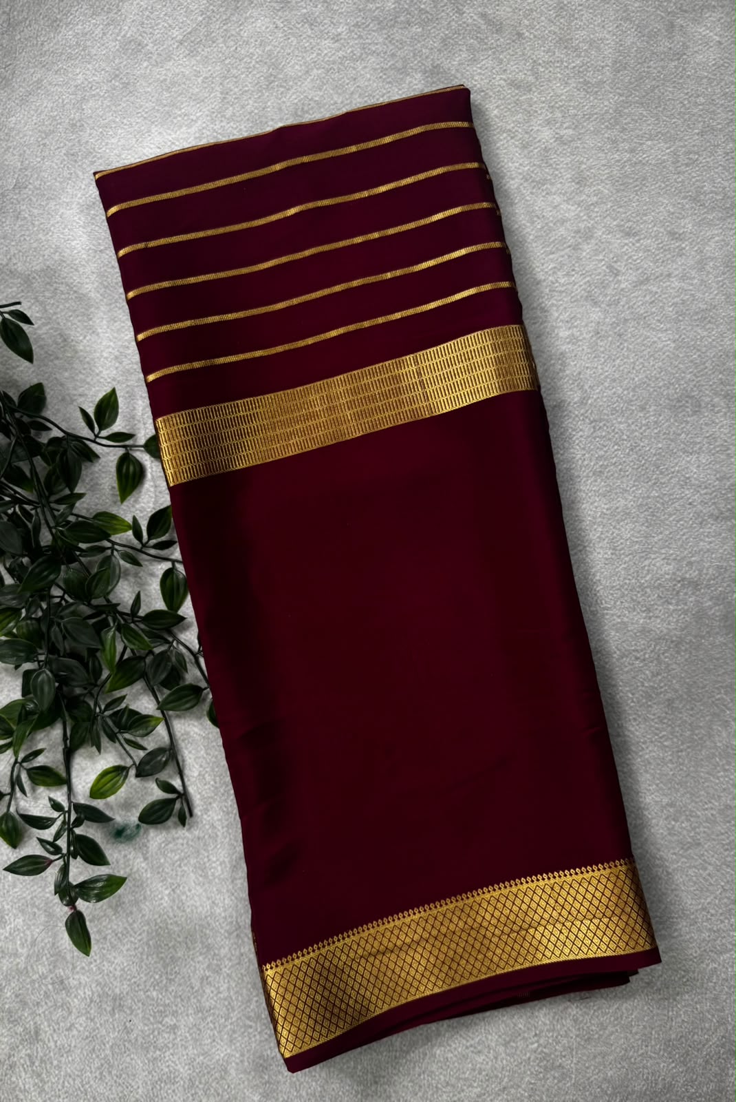 Maroon pure mysore crepe silk saree MS107
