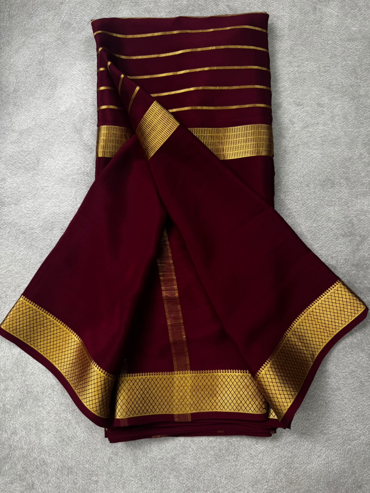 Maroon pure mysore crepe silk saree MS107