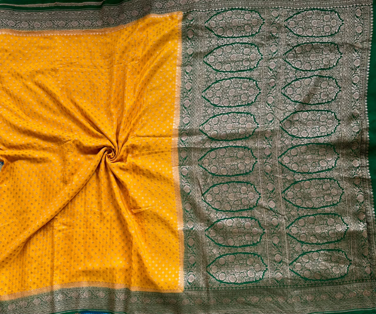 Mustard Small Butta Pure Benarasi Crepe 107 Saree