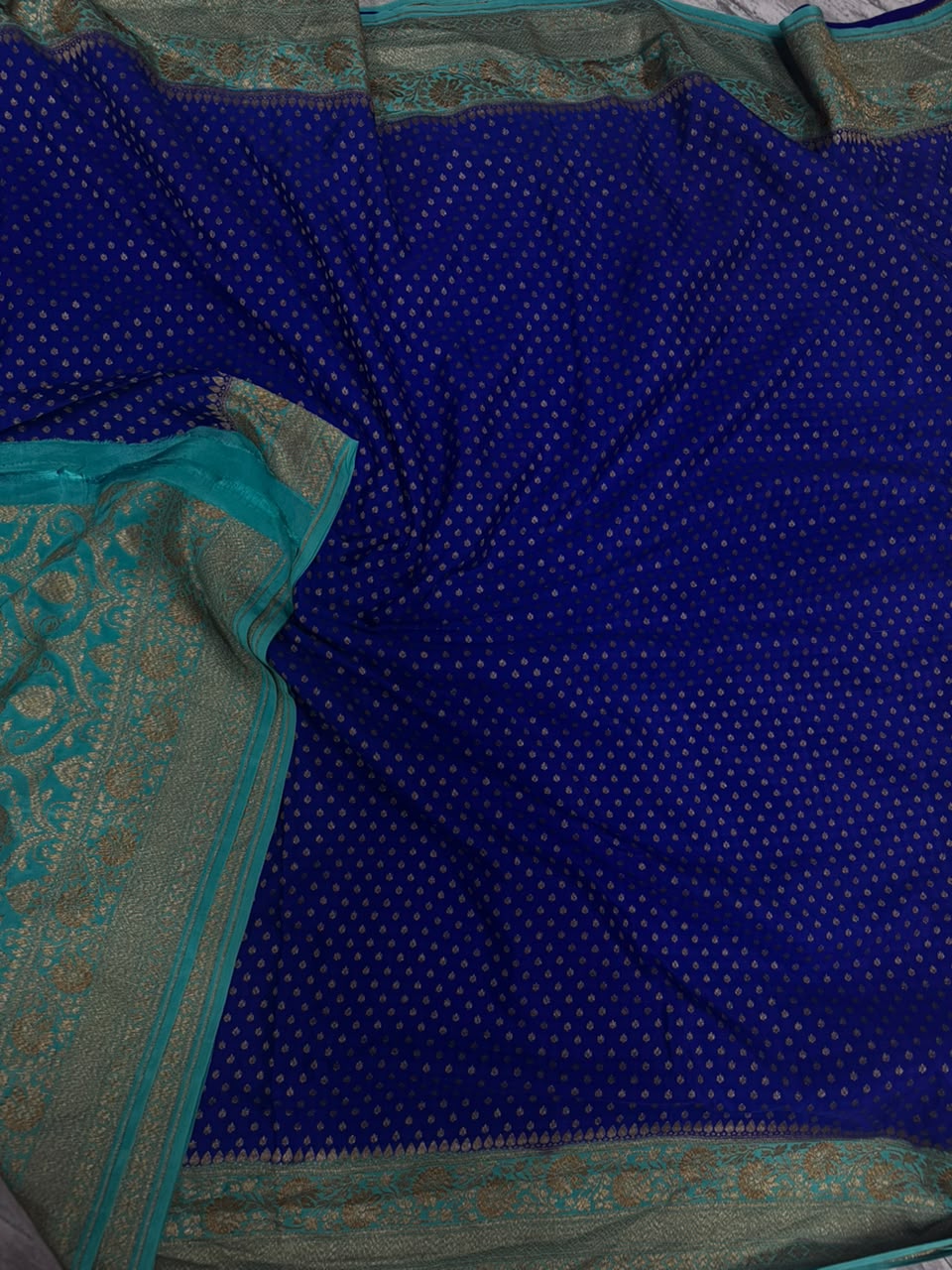 Royal Blue Small Butta Pure Benarasi Crepe 107 Saree