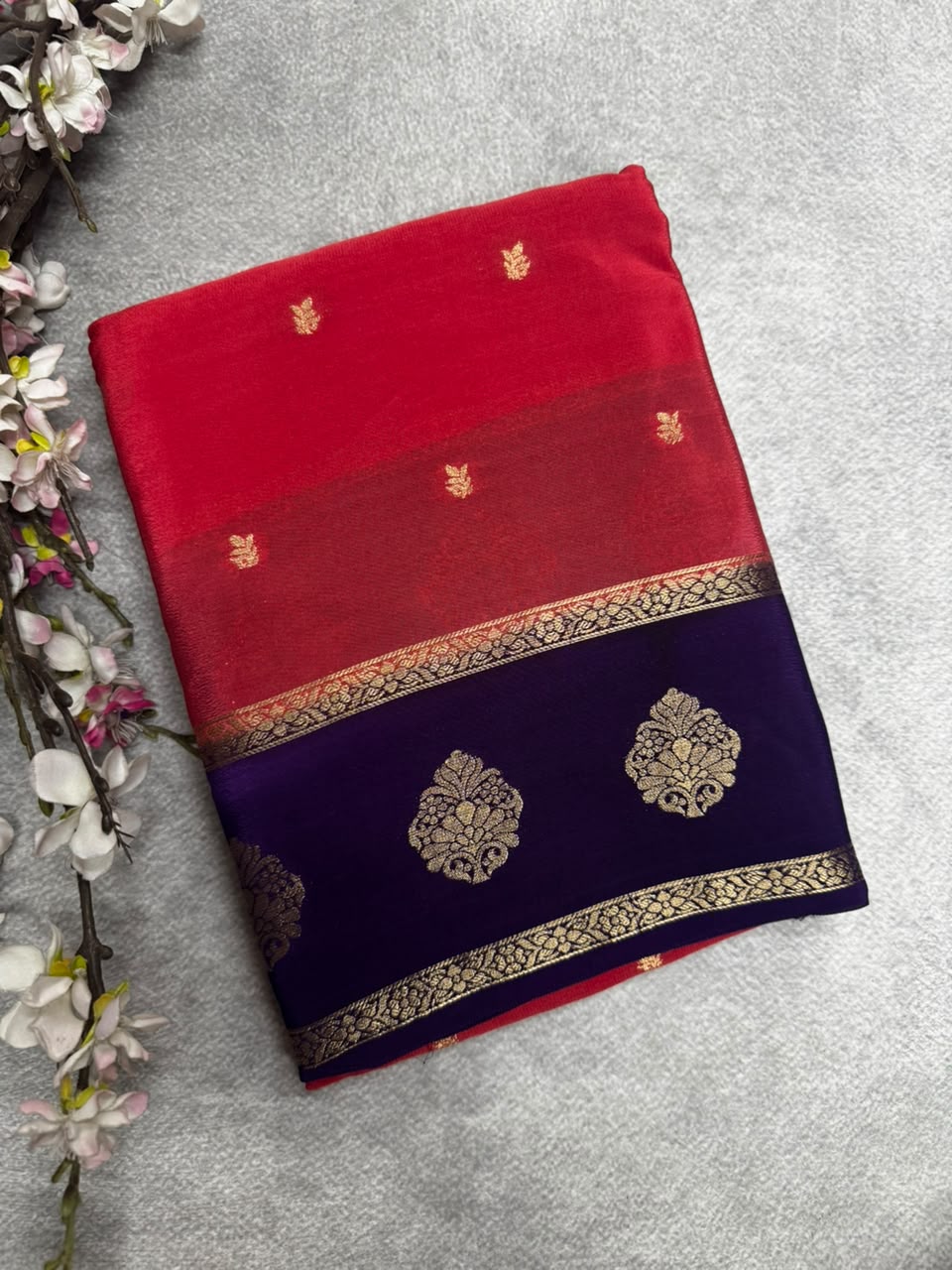 Pastel Pink Semi Mysore Crepe Silk 107 Saree