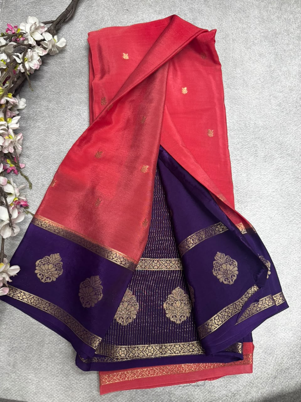 Pastel Pink Semi Mysore Crepe Silk 107 Saree