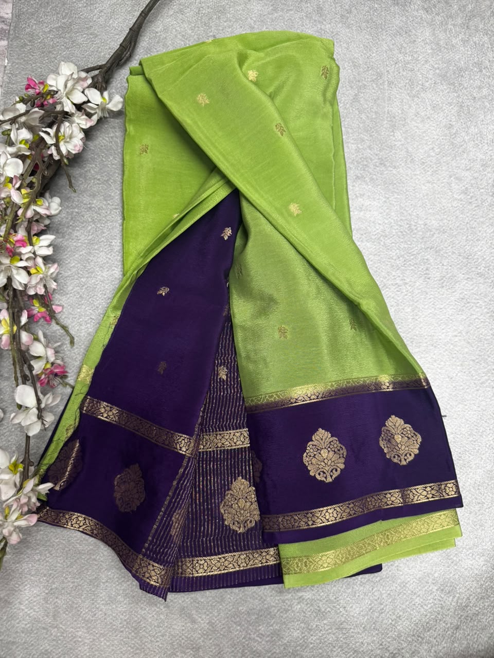 Pista Green Semi Mysore Crepe Silk 107 Saree