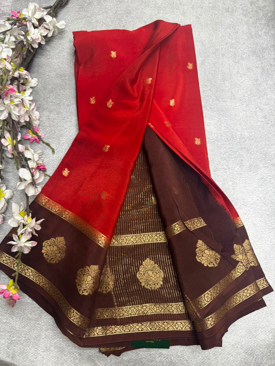 Rust Semi Mysore Crepe Silk 107 Saree