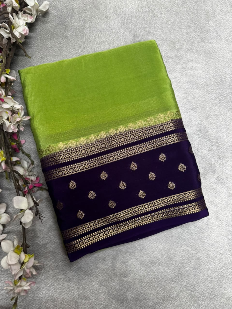 Pista Green Semi Mysore Crepe Silk 107 Saree