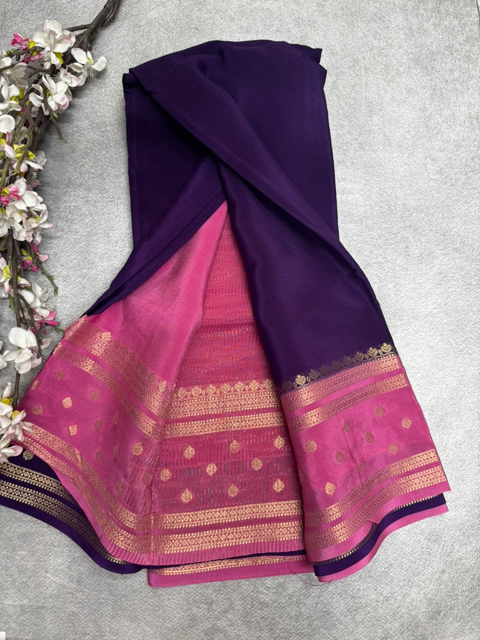 Purple Semi Mysore Crepe Silk 107 Saree