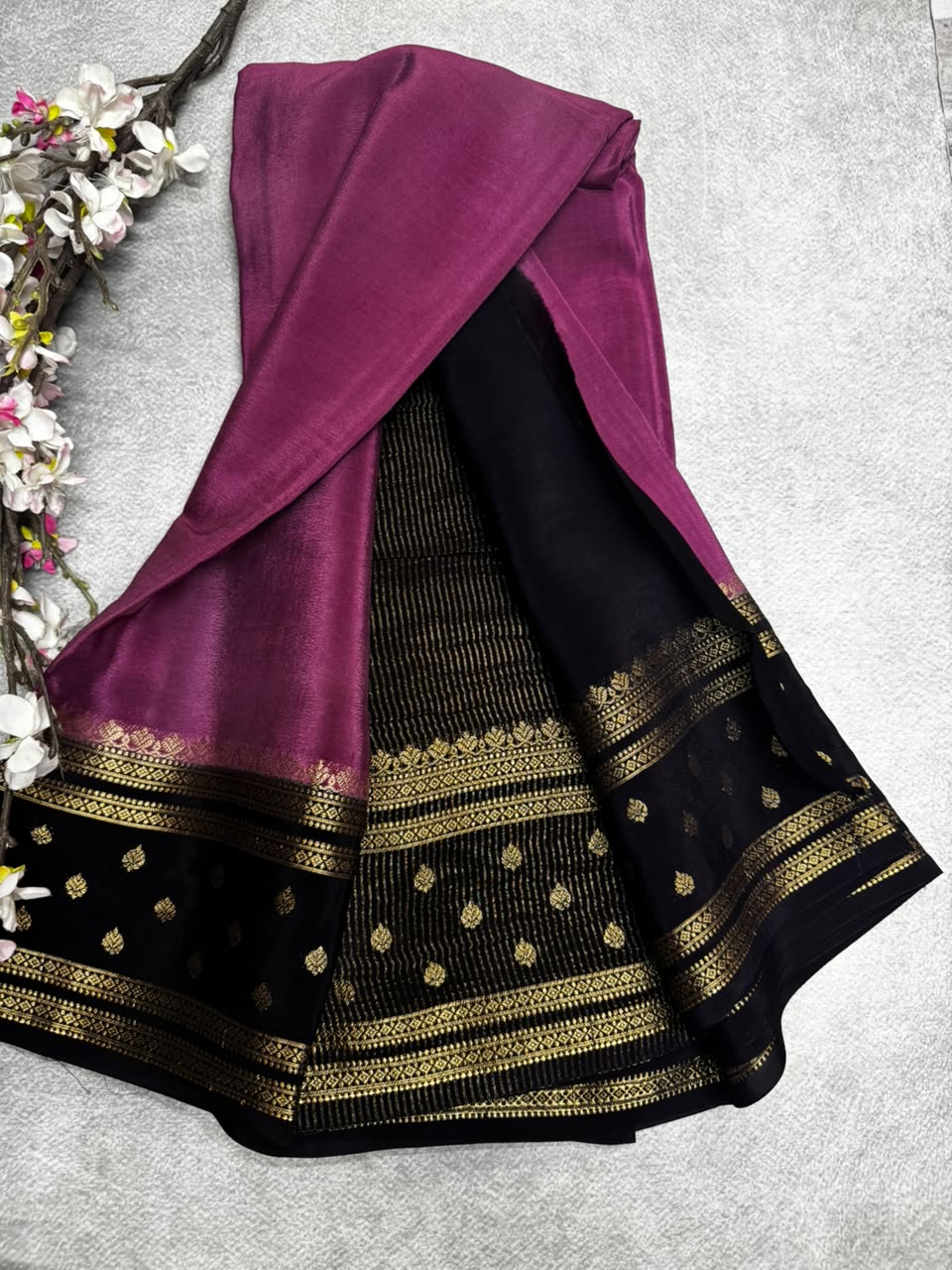 Mauve Semi Mysore Crepe Silk 107 Saree