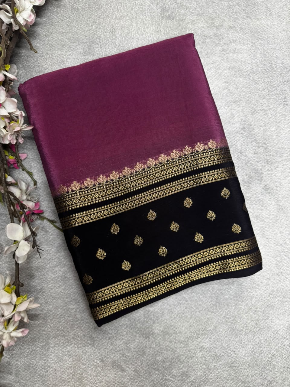 Mauve Semi Mysore Crepe Silk 107 Saree
