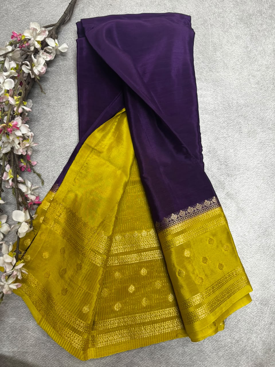 Purple Semi Mysore Crepe Silk 107 Saree