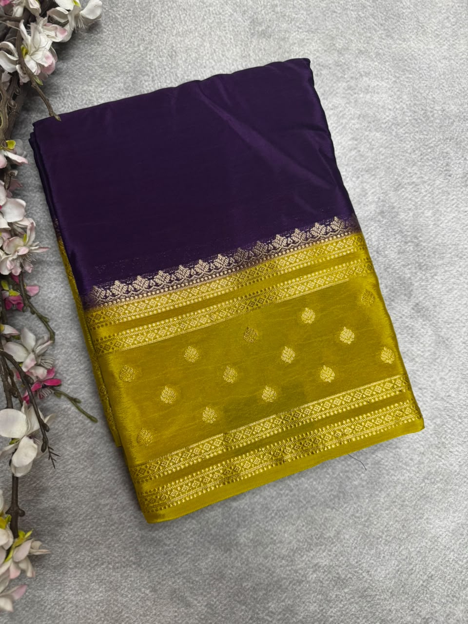 Purple Semi Mysore Crepe Silk 107 Saree
