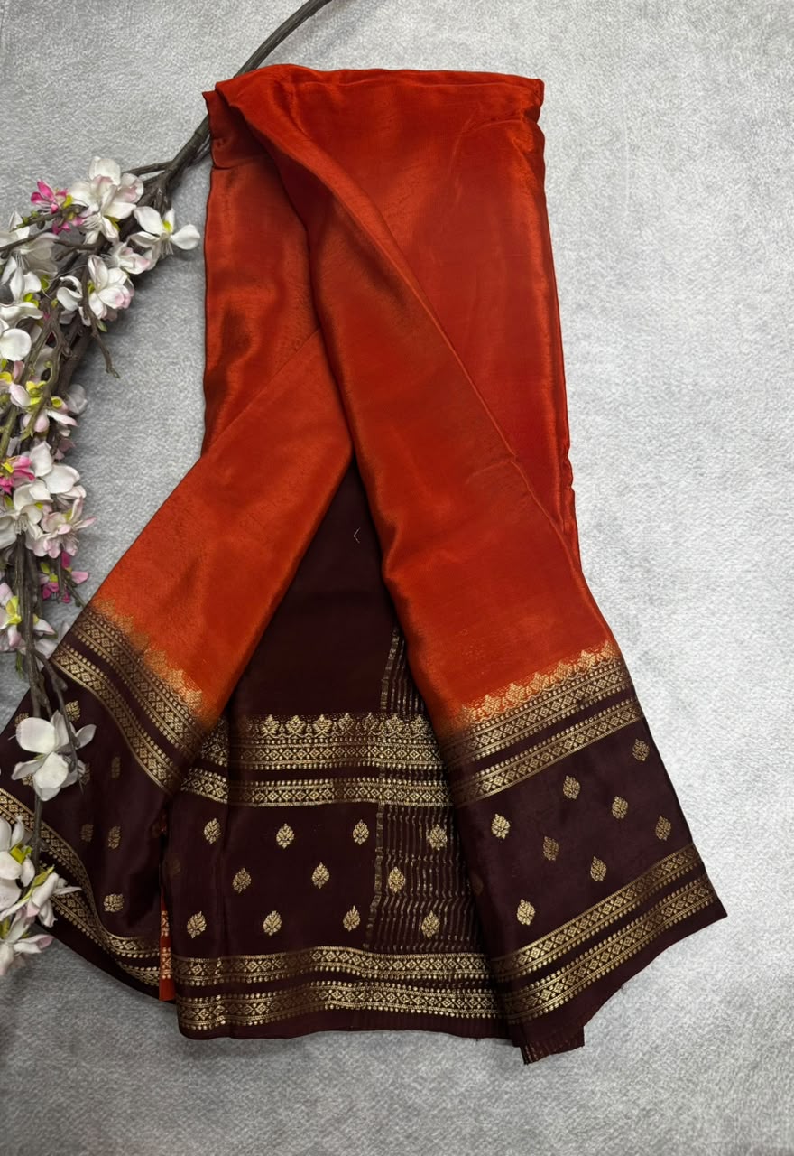 Rust Semi Mysore Crepe Silk 107 Saree